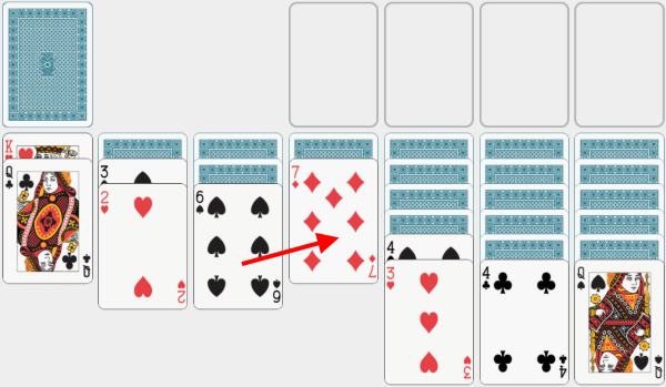 Solitaire, solving example, chapter 3